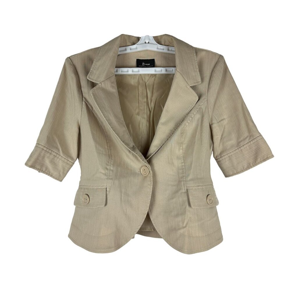 Byer California Girls Khaki 3/4 Sleeve Blazer Jacket Size XL